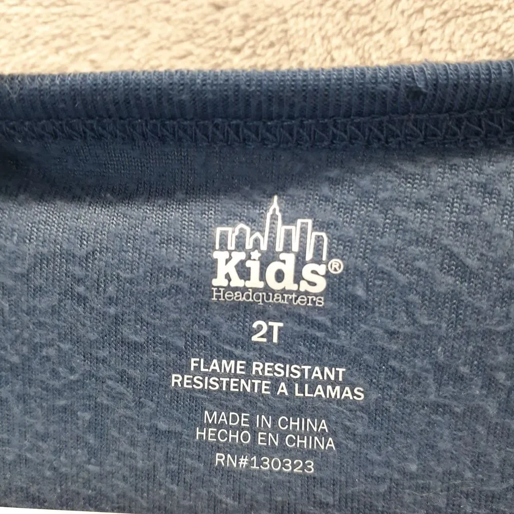 Kids Headquarters Sz 2T Blue 2 Footed Fleece Blanket Sleeper Pajama Race Car
